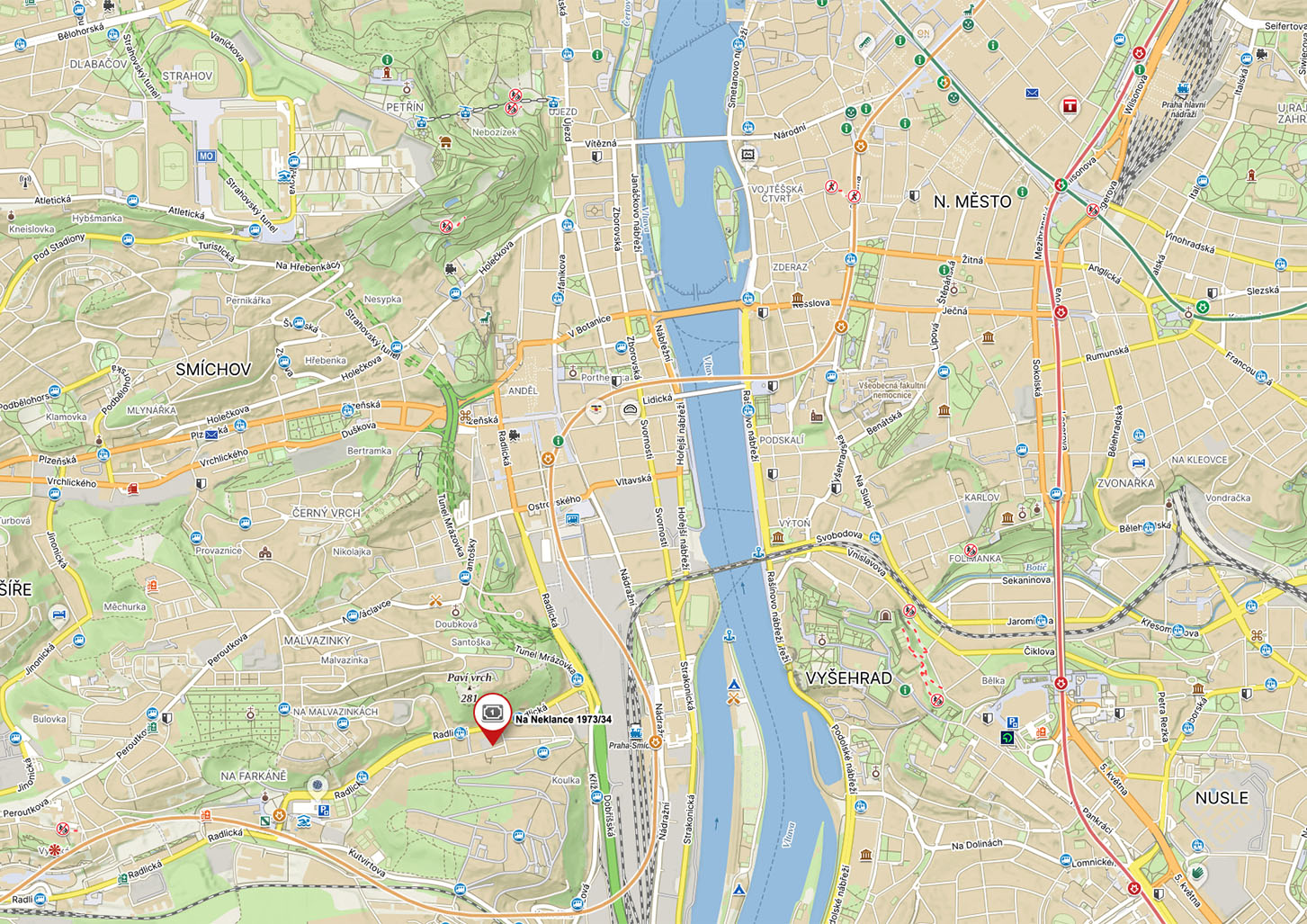 Mapa lokality Na Neklance